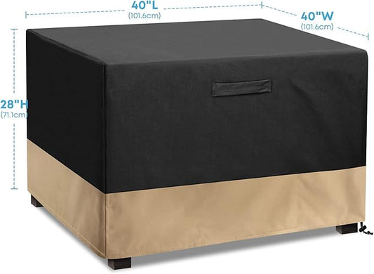 Stanbroil 40-Inch Patio Square Cover, 600D Waterproof Fire Pit Cover for Outdoor Fire Pit Table, Fire Bowl, Patio Furniture, Waterproof, Black