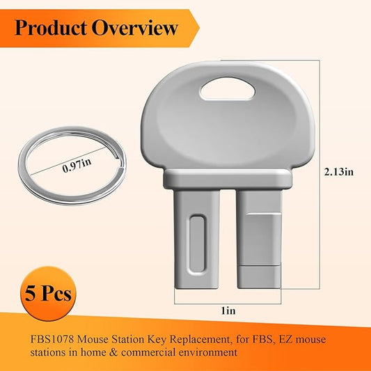 5 Pcs FBS1078 Mouse Station Key Replacement, Fit for FBS Fly Stations, EZ Klean Rat Station, in Home & Commercial Environment