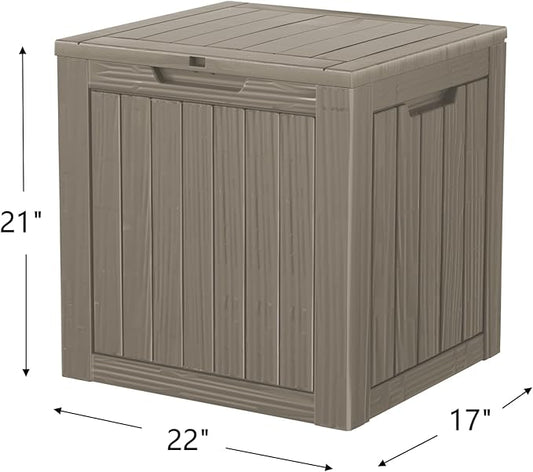 35 Gallon Deck Box, Resin Outdoor Indoor Waterproof Storage Box, Lockable Storage Box With Handle for Patio Furniture - Garden Tools - Swimming Pool Tools UV-Resistant (Grey)