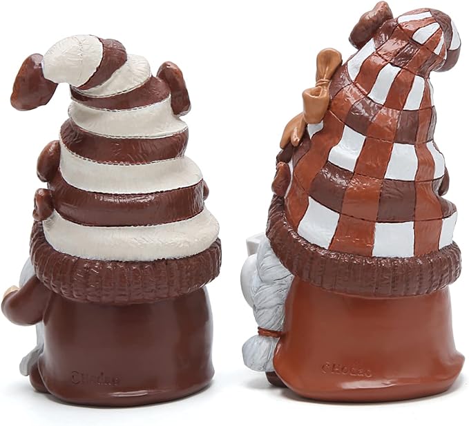 Hodao 2PCS Coffee Gnomes Figurines - Swedish Tomte Elf Dwarf Decor for Bar, Home, Gifts, Holiday Coffee Corner Decoration, Cute Christmas Farmhouse Tiered Tray Ornament for Kitchen Display