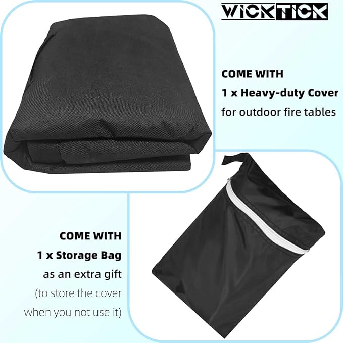 Square Gas Fire Pit Cover 32 x 32 x 25 Inch, Waterproof & 600D Heavy Duty Fire Table Cover for 28x28, 30x30, 32x32 Inch Patio Tall Propane Firepits