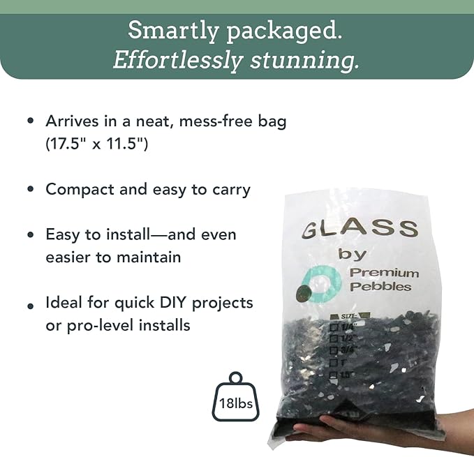 Fire Glass for Fire Pit - Black - 0.5 Inch 18 lbs - High Luster Reflective Tempered Glass Rocks for Natural or Propane Gas Fireplace or Fire Pit (0.5 Inch - Ref. Black, 18.00, Pounds)…