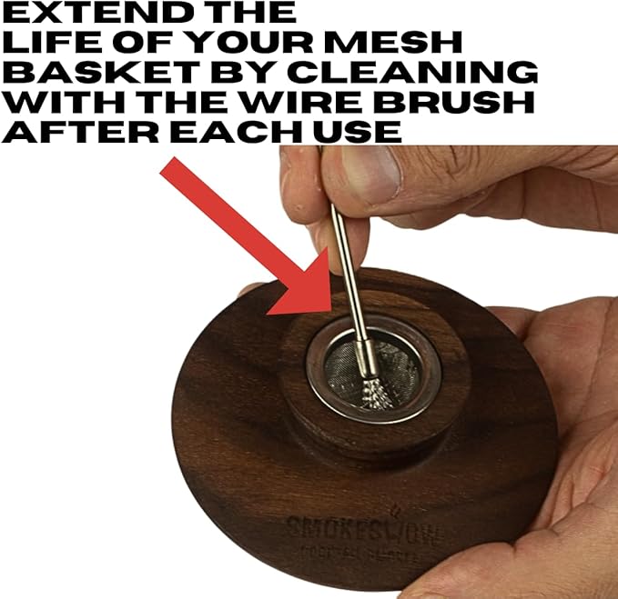 Cocktail Smoker Replacement Mesh Basket & Stainless Steel Wire Brush for Cleaning by Smokeshow (5-Pack)