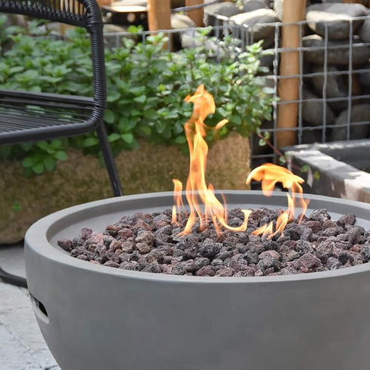 MODENO Outdoor Fire Pit Natural Gas Garden Fire Bowl, 40,000 BTU CSA Certified Firepit,Auto-Ignition System, Lava Rock&PVC Cover Included (26 x 26 x 14'', Grey)