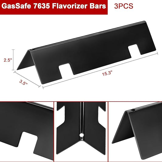 GasSaf 7635 Flavorizer Bars 15.3 for Weber GS4 Spirit II & I E210 S210 E215 E220 S220 Grills(Front-Knob), Replacement Parts for Weber GS4 Spirit 2 Burner Grills, 3PCS Flavor Bar Parts for 67045 69796