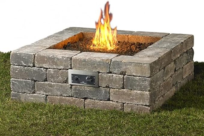 The Outdoor GreatRoom Company Square DIY Hardscape Gas Fire Pit Kit (DIY-3636S-K), 36-Inch