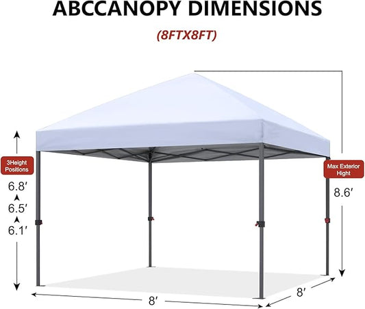 ABCCANOPY Pop Up Canopy - Outdoor Patio Portable Canopy Tent Heavy Duty for Backyard and Deck with 4 Sandbags(Khaki, 8x8)