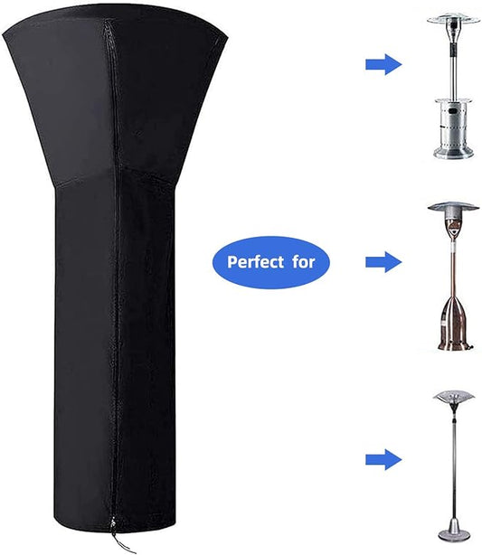 420D Patio Heater Cover, Waterproof with Zipper, Outdoor Propane Heater Cover for 24 Months of Use - Size 89" Hx33 Dx19 B Round - Black (2Pack)