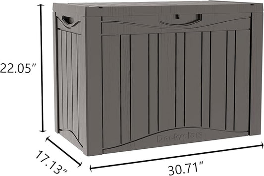 Mersco 45 Gallon Double-Wall Resin Deck Box - Lockable Waterproof Outdoor Storage Box, 515bs Capacity & Doubles as Seating for Patio Furniture - Garden Tools, Pool Accessories (Grey)