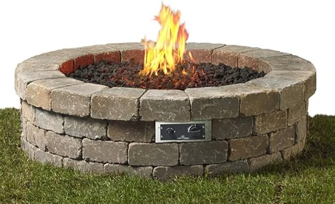 The Outdoor GreatRoom Company Round DIY Hardscape Gas Fire Pit Kit (DIY-48RD-K), 48-Inch
