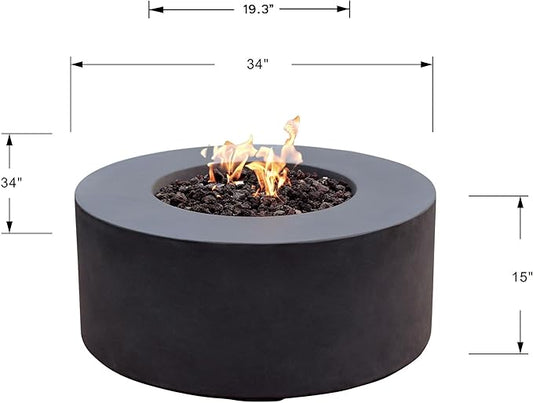 AMS Fireplace | Modeno Venice Package | Black Liquid Propane Gas Fire Pit Table for Outdoor Patio Bundle with Tank Cover, Wind Guard, and SS Burner Lid | Free Rubber Mat & Ice Bucket