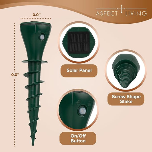 8 Pack Solar Ultrasonic Mole Repellent Stakes for Lawn & Garden, IP65 Waterproof Animal Deterrent for Gophers, Voles, Rats, Squirrels, Moles – Safe for Kids and Pets