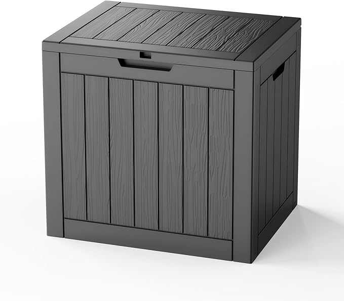 30 Gallon Outdoor Storage Box Waterproof,Outside Delivery Package Deck Box with Lockable Lid,Poolside Storage Bin for Garden Tools,Patio Cushion,Black