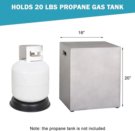 Propane Tank Cover Table, 20 LB Propane Tank Storage Box, Modern Outdoor Gas Tank Covers Hideaway Table for Propane Fire Pit and Gas, Square Tank Holder with Handles (Gray) 16'' X 20''