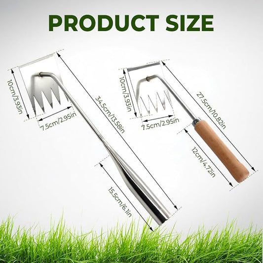 AIIONP Weed Puller Tool, 2026 New Garden Weed Pulling Tool Uprooting Weeding Tool, Manganese Steel Weeding Artifact Manual Weeders Weed Removal Tool for Gardening Planting (Wooden Handle (3 Teeth))