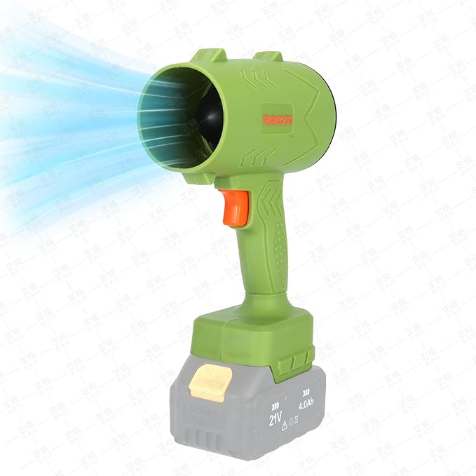 Purcoco Cordless Leaf Blower Dust Cleaner Handheld Electric Air Duster Jet Dry Mini Blower Turbo Fan for Cars Computer Lawn Care, Patio Cleaning by 2PCS Batteries (Green)