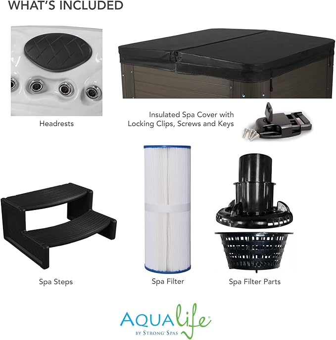 Amplified 100-Jet 7-Person Non-Lounger Spa with Bluetooth Stereo and 3 Pumps by Aqualife by Strong Spas