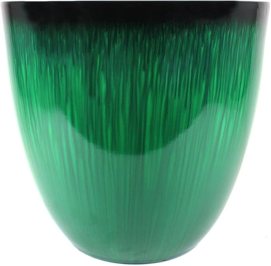 Gardener Select (EPR15-205 Large Egg Shaped Planter - Modern Indoor & Outdoor Decorative Flower Pot/Box (15 Inch, Green Flower)