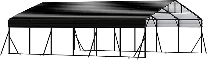 20' x 30' Heavy Duty Metal Carport with Galvanized Steel Roof, Tall Metal Carport Kits Garage for Tractors, Trucks, Boats, Cars, Heavy Duty MetalRoof Carports with Enhanced Base