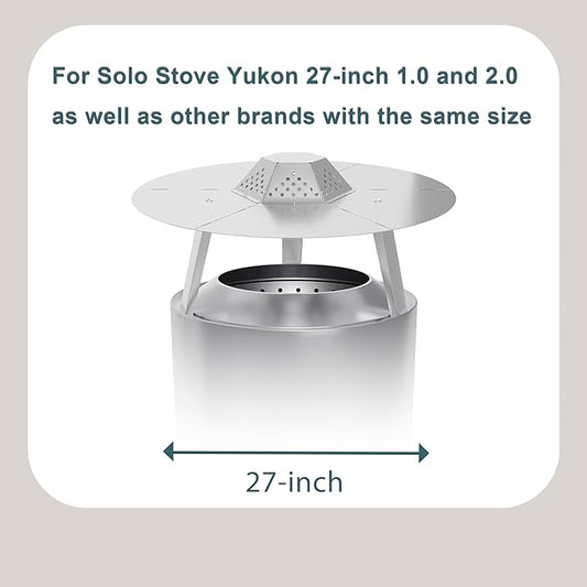 Heat Deflector for Solo Stove Yukon 27", 304 Stainless Steel Heat Diffuser with Handle & Legs,Heat Radiation for Wider Warmth Area, Compatible with Yukon 27" Outdoor Fire Pits, for Backyard, Camping