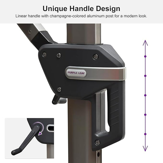 PURPLE LEAF Patio Umbrella with Base Included, 10‘×13’ Outdoor Aluminum Cantilever Umbrella with 360° Rotation, Aluminum Large Offset Umbrella for Outdoor Garden Pool, Black