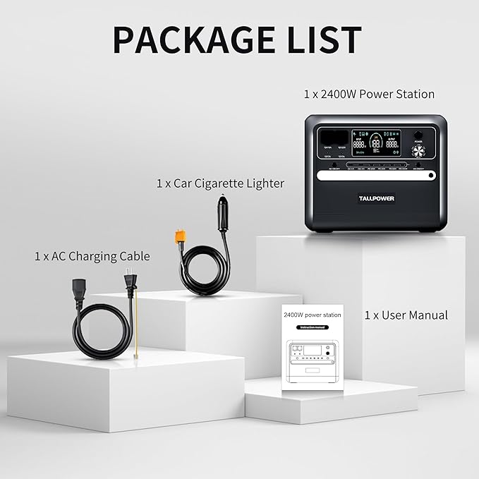 V2400 2400W Portable Power Station,2160Wh LiFePO4 UPS Battery,Surge 4800W Solar Generator with 6xAC 1100W Charging,Multiple DC/AC Outputs, QC 3.0, PD 100W Fast Charging, Digital Screen, Black