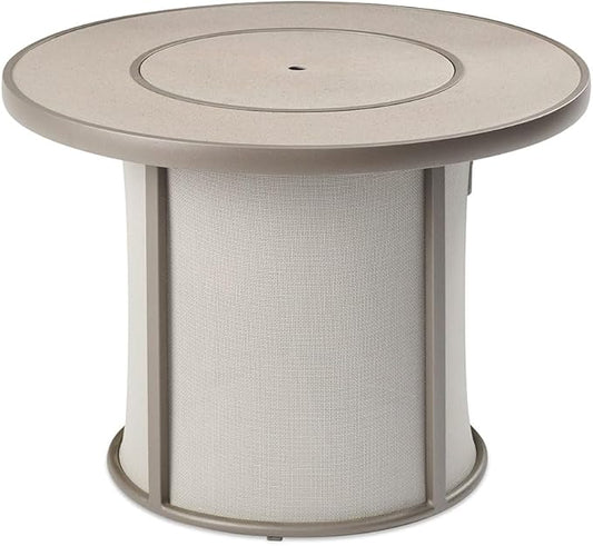 Outdoor GreatRoom Co Propane Fire Pit Table - Stonefire Gas Fire Pits for Outside Patio - 31" Round Composite Firepit Fire Table, Matching Tabletop Cover, Aluminum Frame Mesh Base, 55,000 BTU - Grey