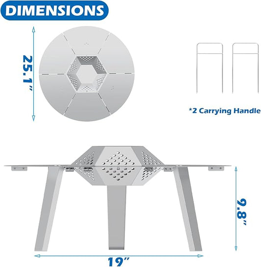 Heat Deflector for Solo Stove 19.5" Bonfire 1.0 2.0 Fire Pit Accessories Stainless Steel 304 Heat Diffuser with Carrying Handle and 3 Support Leg for 19.5 Inch Other Outdoor Indoor FirePits Accessory