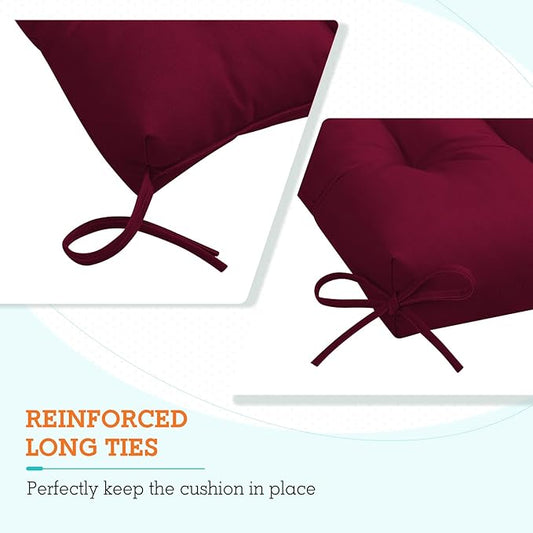 EAGLE PEAK Tufted Outdoor/Indoor High Back Patio Chair Cushions, Set of 4, 46'' x 22'', Red Purple
