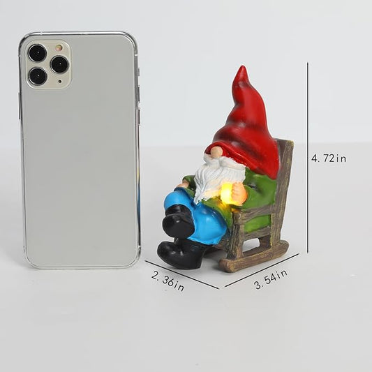 halp·ssfm Garden Gnome Statue Solar Light Miniature Outdoor Decor Gnome Figurine for Outdoor Indoor Home Lawn Yard Balcony Porch Patio for Women Mom Grandma 3.54"x2.36"x4.72"