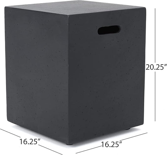 Propane Tank Cover Table for Fire Pits, 20 LB MGO Propane Tank Holder with Side Handles, Outdoor Tank Storage Side Table for Patio, Gas Griddle, Dark Gray
