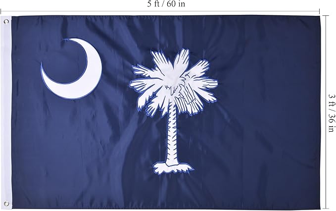 VICDRIA South Carolina State Flag 3x5 Ft, Deluxe Full Embroidered Heavy Duty Polyester Durable SC Outside Flags, Indoor/Outdoor, Sewn Stripes and Brass Grommets