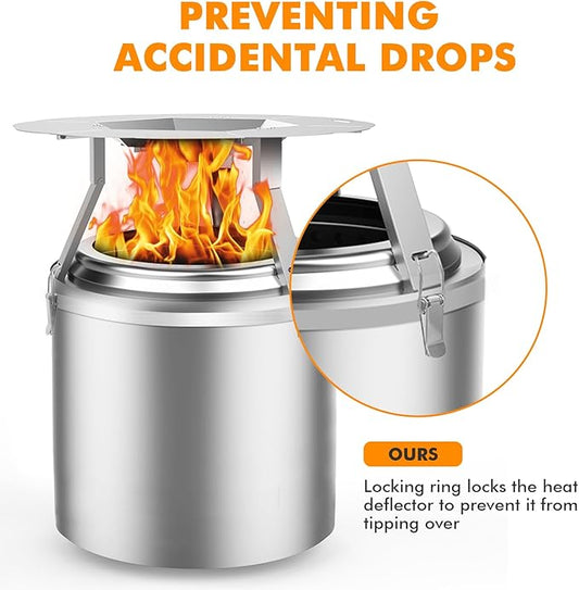 Dirza Heat Deflector Compatible with Solo Stove Yukon and Other 27" Fire Pit -Foldable Legs for Space-Saving Storage,Locking Ring Prevents Dropping,Accessories for Fire Pit, 304 Stainless Steel
