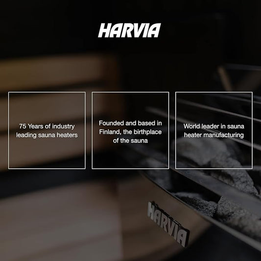 Harvia KIP Sauna Heater, Wall Mounted Electric Sauna Stove, Stainless Steel 220v Heater with Sauna Stones Included, Large Stone Cavity for Maximum Heat Release (4.5kW - Digital Controls)