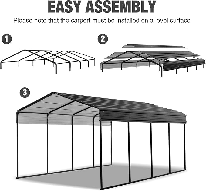 TCE Metal Carport Canopy 12x20 Heavy Duty,Multi-Use Canopy Garage Shed,Portable Car Garage with Enhanced Metal Frame, Outdoor Car Shelter for Car, Boats and Tractors