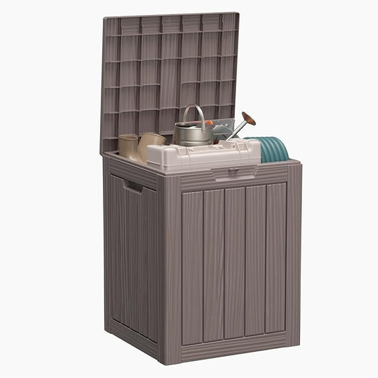 28 Gallon Outdoor Storage Box – Resin Deck Box with Lockable Lid, Waterproof Patio Furniture Storage for Tools, Garden & Yard Organization
