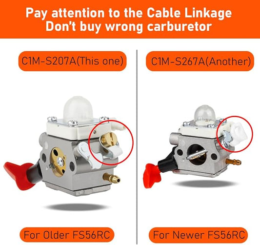 FS56RC C1M-S207A Carburetor for Stihl FS 56 RC 56RC FS56R FS40 FS50 FS56 FS70 FS70R FS70RC FS 75 RC MS56 KM56 KM56RC Trimmer Brushcutter Replace 4144-120-0603 4144-120-0600 gray
