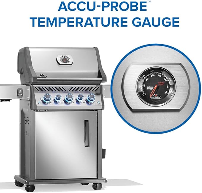 Napoleon Rogue PRO-S 425 Natural Gas Grill with Infrared Side and Rear Burners, Stainless Steel, Durable 5-Burner Precision Cooking