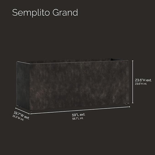 Semplito Grand Wide Rectangle Planter - 59 in x 19.7 in x 23.6 in - Brown Stone