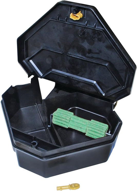 Gold Key Rat Depot Plastic Tamper-Resistant Rodent Bait Station – Large Rat Size Dual Entrances for Indoor & Outdoor Use
