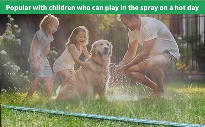 Watoo 2025 Sprinkler Hose & Soaker Hose for Yard - 100 FT Reinforced Flat Garden Hose with Holes, Heavy Duty No-Kink Lawn Irrigation Hose (Includes Stakes, High Pressure Spray)