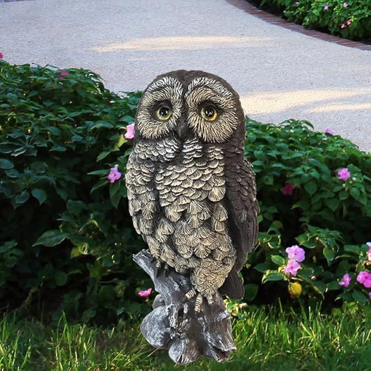 VV-Ladybug Solar Owl Garden Statues Outdoor Decor Resin with Solar Lights Sculpture for Porch Patio Lawn Yard Decorations Christmas Housewarming Gifts for Women Mom