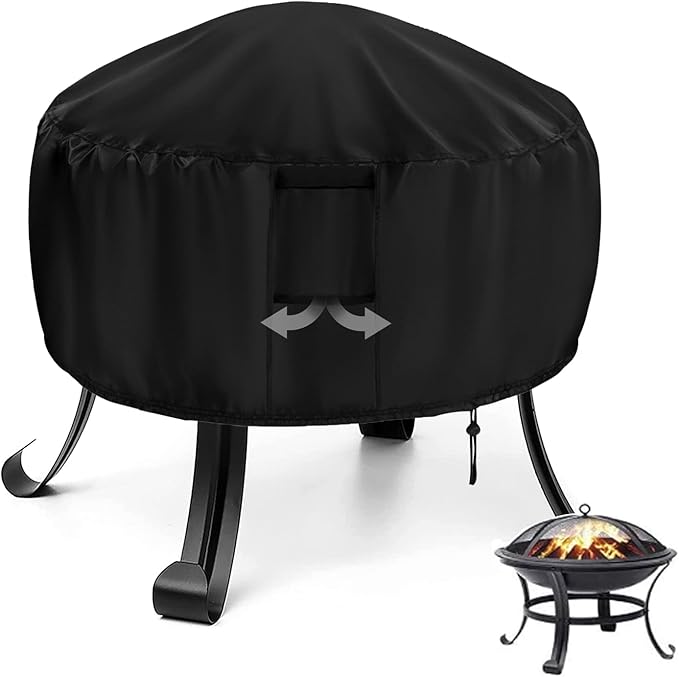 Fire Pit Cover Round, 22 Inch Heavy-Duty Waterproof Firepit Covers, Firepit Bowl Cover for Small Fire Pit Outdoor, 22" D x 22" H