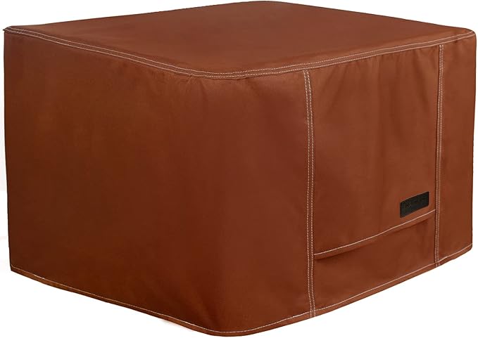 NettyPro Fire Pit Cover Square Waterproof Outdoor Firepit Cover for Gas Propane Fire Pit Table, 28 x 28 x 24 inch, Brown