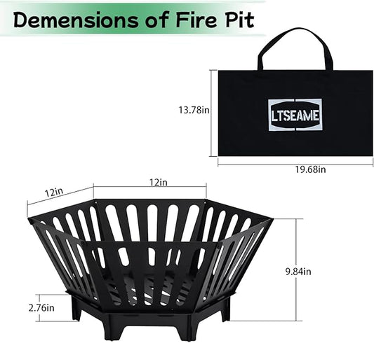 22.5 inch Portable Fire Pit Outdoor Plug Fire Pit with Storage Bag Suitable for Camping, Picnic, Backyard, Garden Bonfires and Outdoor Wood Burning