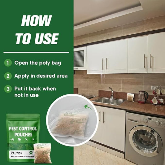 Pest Control, Mice Repellent Indoor, Mouse Repellant Pouches, Rodent Repellent, Peppermint to Repel Ant, Roach & Spider, Rat Deterrent for House, Keep Mice Away -2P