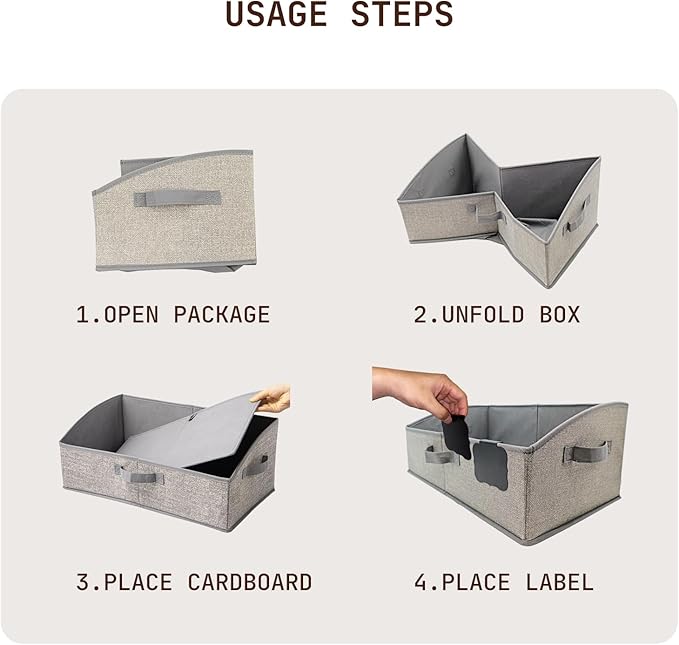 Closet Organizers and Storage with Labels Clip,Trapezoid Storage Bins,Storage Baskets for Shelves,Gift Basket Empty for Birthday,Books,Dog Toys,Foldable Toy Storage Organizer,Large,Grey,3-Pack