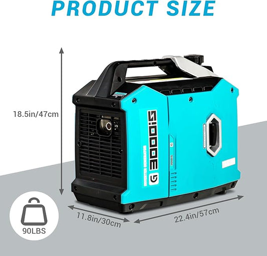 3000W Portable Inverter Generator, Super Quiet, Gas Powered for Camping, Tailgating, Home Emergency Use, RVs - Outdoor Power Equipment, EPA Compliant 2025 Version