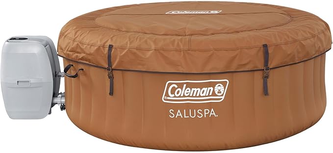 Coleman Ponderosa AirJet 2 to 4 Person Inflatable Hot Tub Round Portable Outdoor Spa with 120 AirJets and EnergySense Energy Saving Cover, Orange
