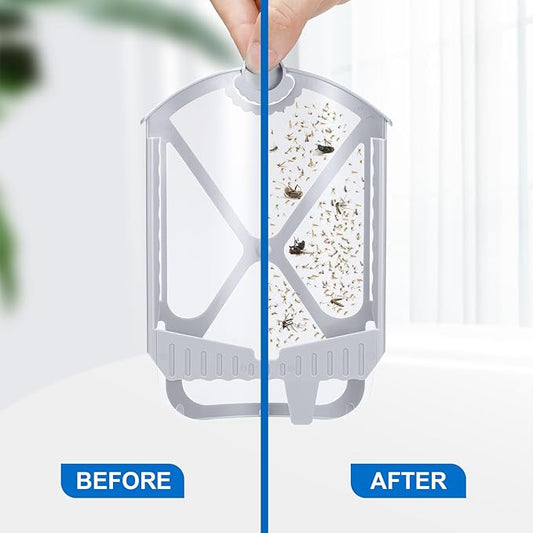 Flying Insect Trap & 5 Cartridges - Attracts and Traps Flying Insects Fruit Flies Mosquitoes - Compatible with ZEVOM364A Refill (1 Plug-in Base + 5 Cartridges)